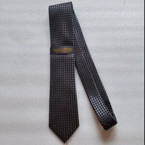 Donald Tramp Tie, Black-and-Grey-Squares with White Little Dots